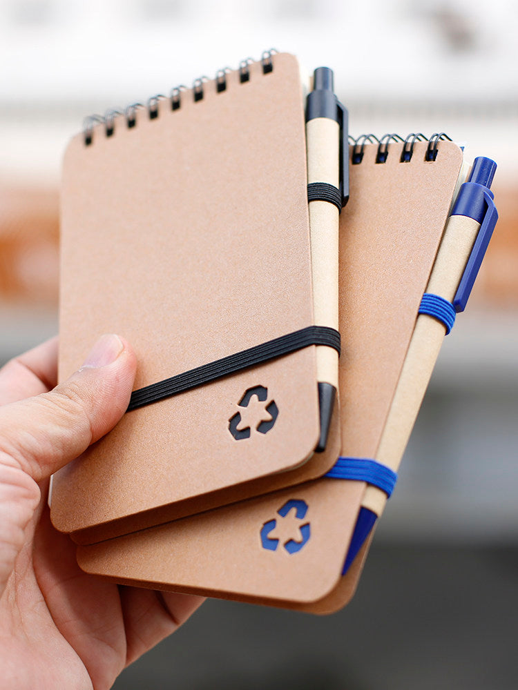 Recycled Kraft Pocket Notebook & Pen – 140 Pages