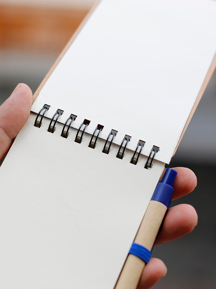 Recycled Kraft Pocket Notebook & Pen – 140 Pages