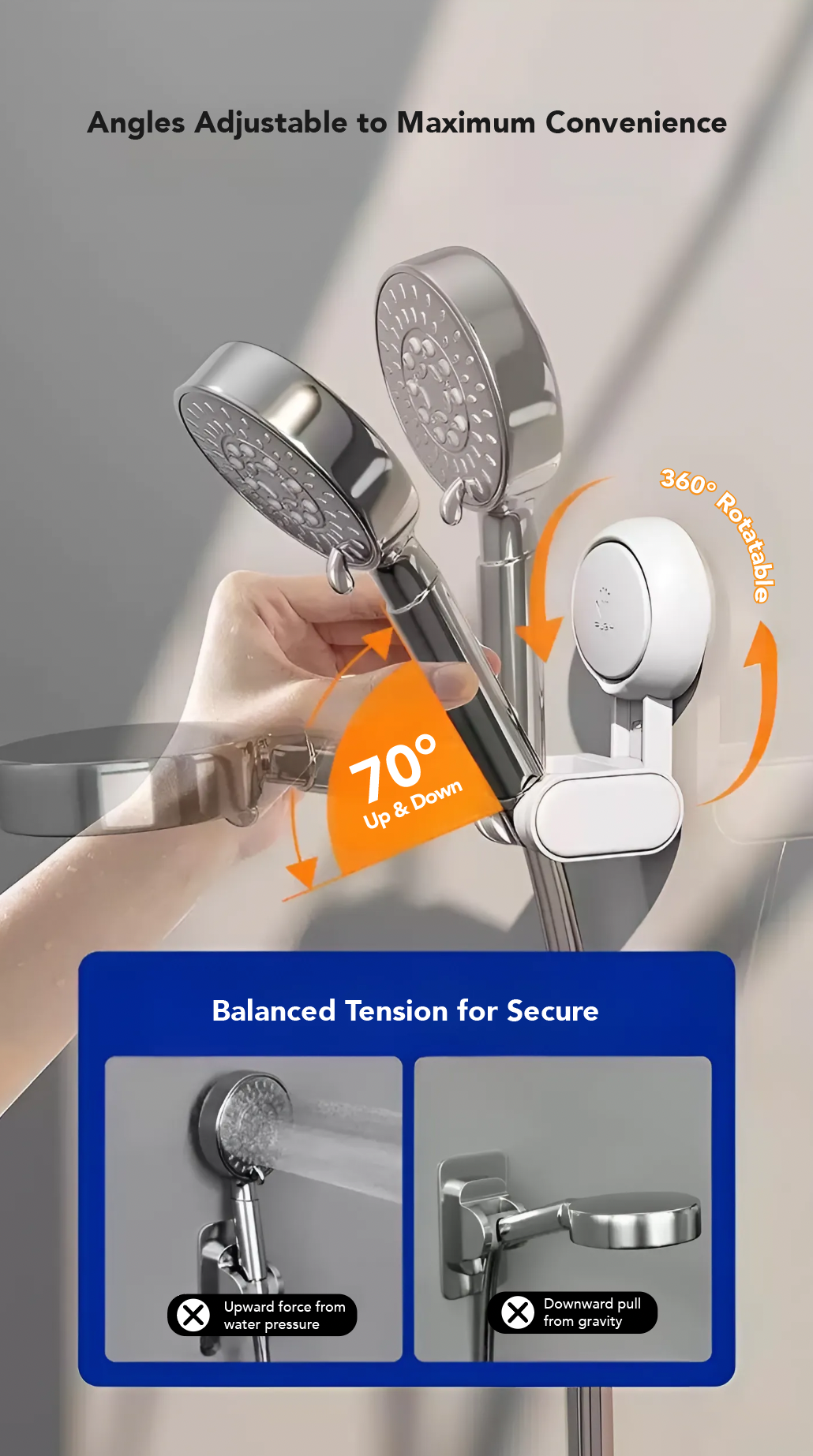 Adjustable Suction Cup Shower Head Holder
