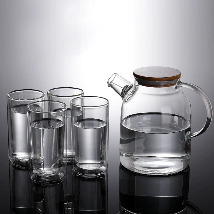 Borosilicate Glass Teapot Set – 1.6L with 4 Double-Wall Glasses