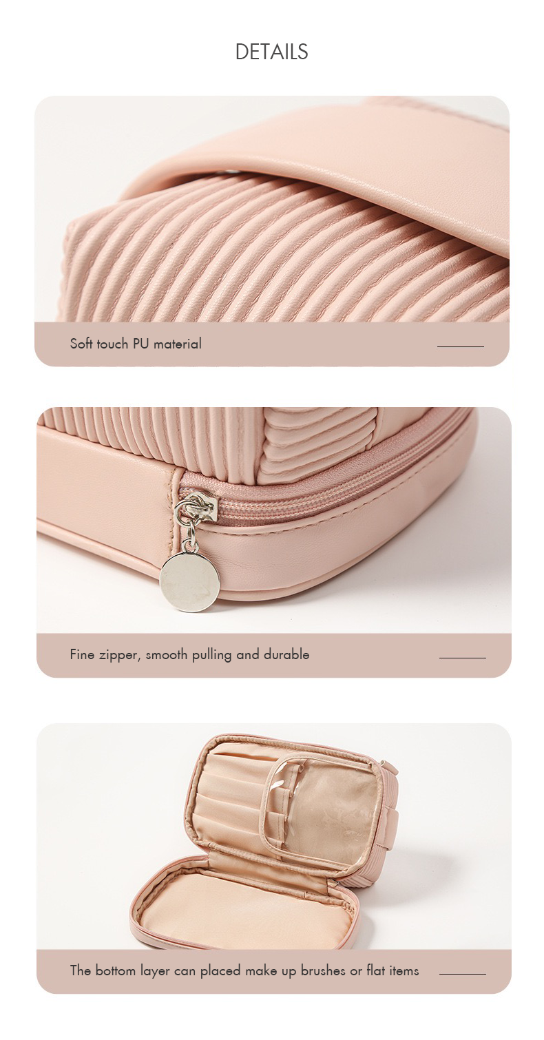 Large Capacity Makeup Bag with Double Compartments