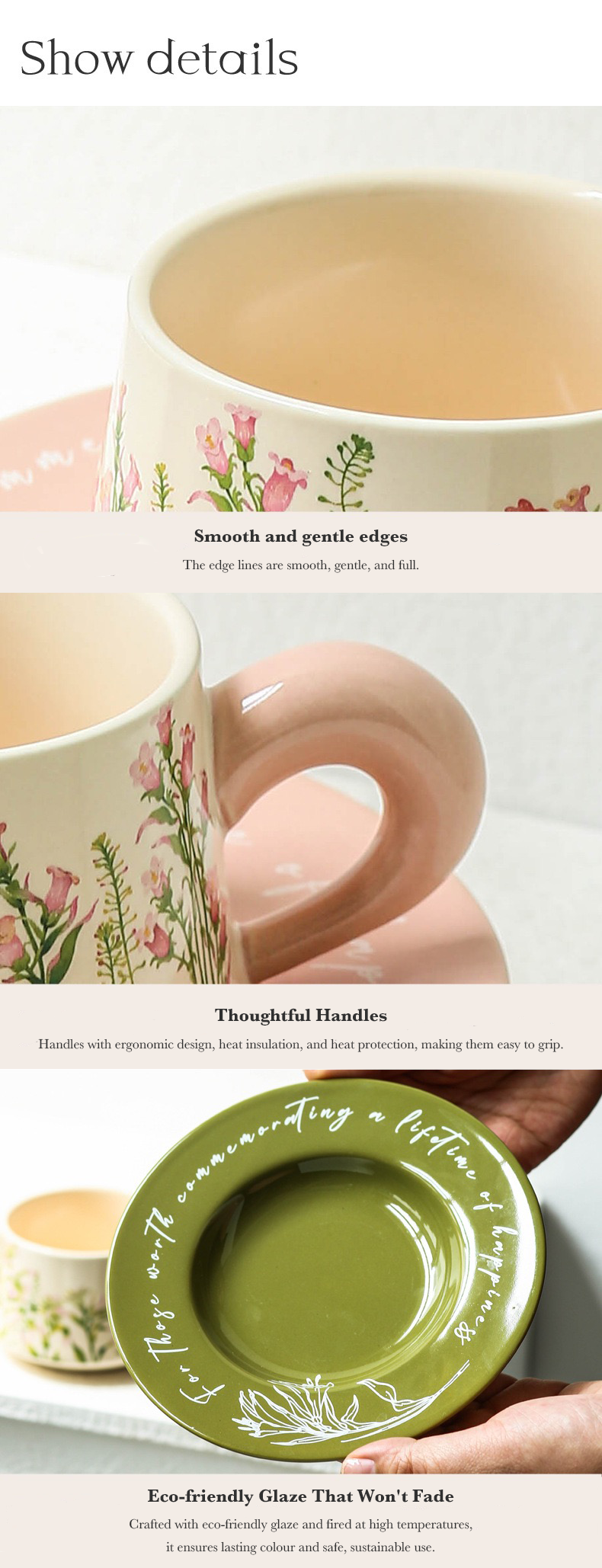 Floral Ceramic Cup & Saucer Set