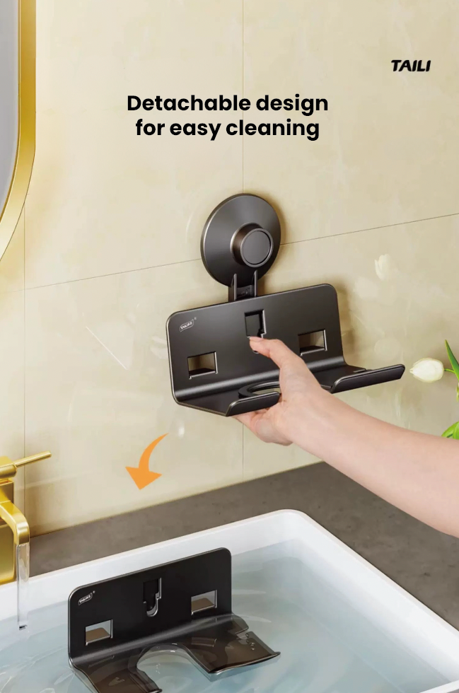 Suction Cup Hair Dryer Holder – Space Aluminium Wall Mount