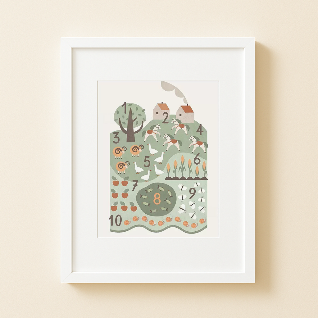 Farm Number Kids Poster