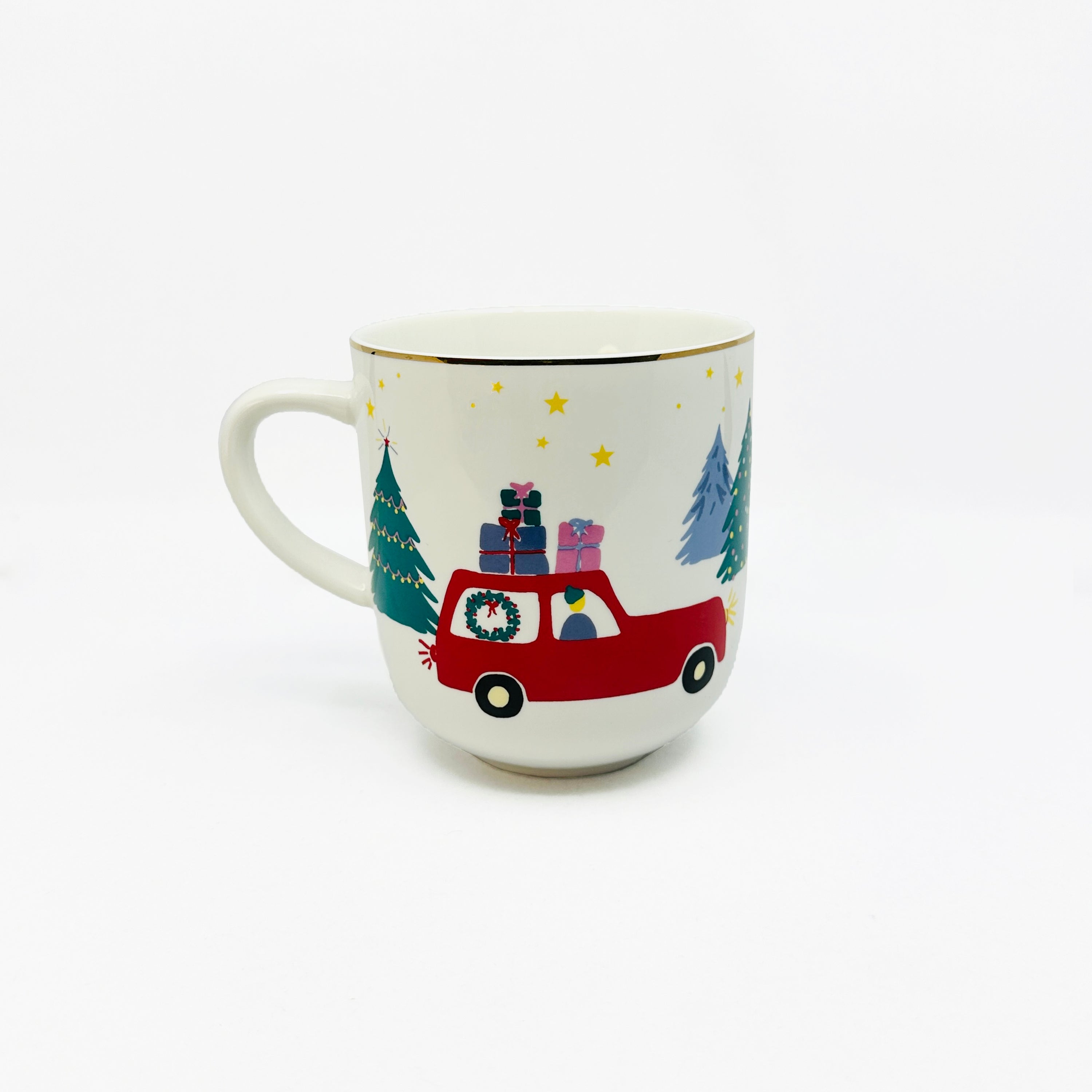 Christmas Jumbo Porcelain Mug 550ml – Holiday Car & Tree Design