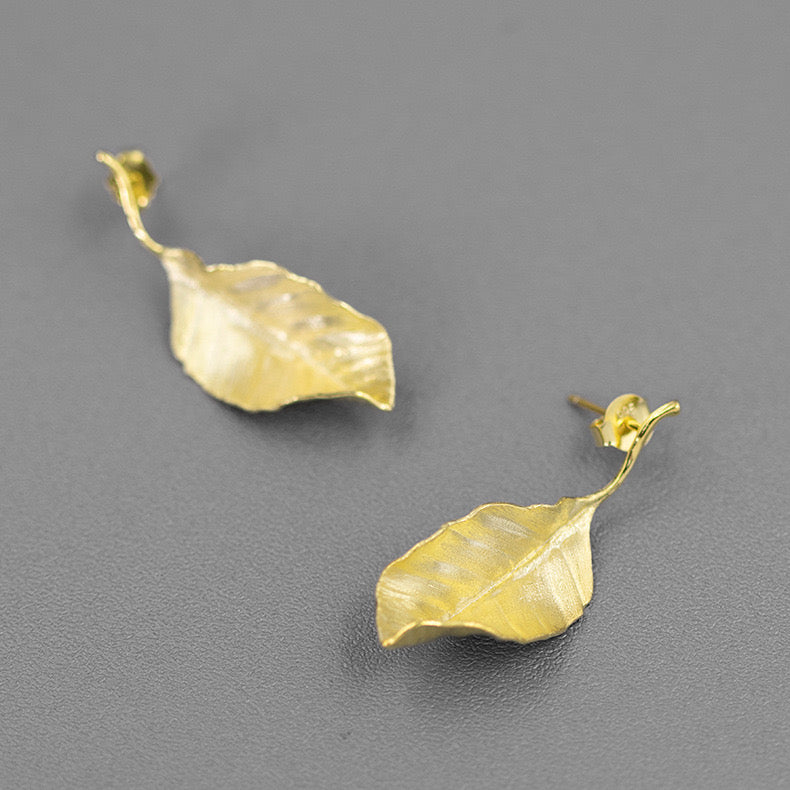 Autumn Leaves Stud Earrings - Sterling Silver