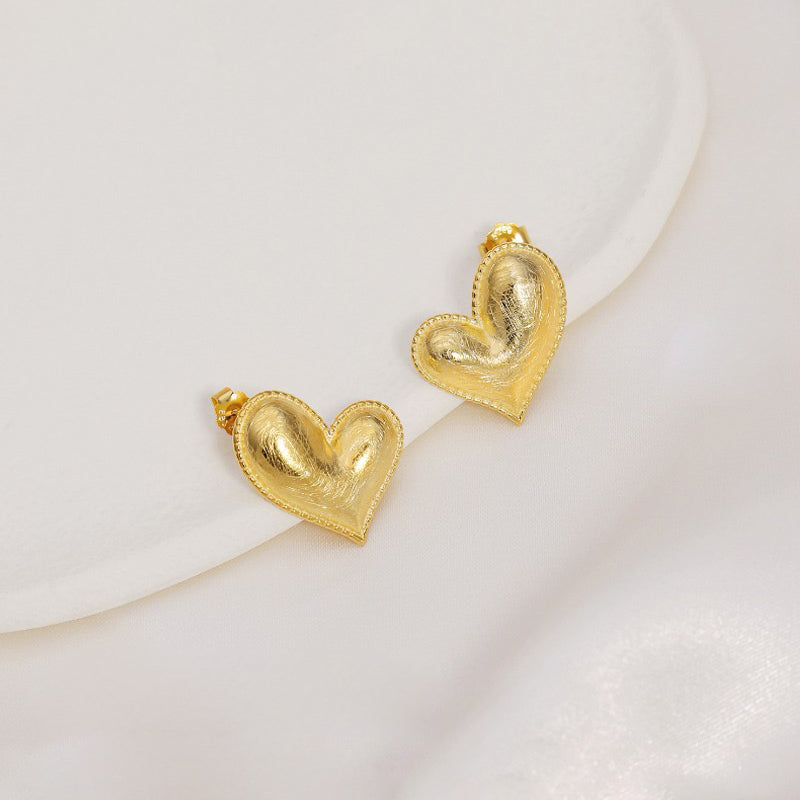 Freeform Heart Stud Earrings - Sterling Silver