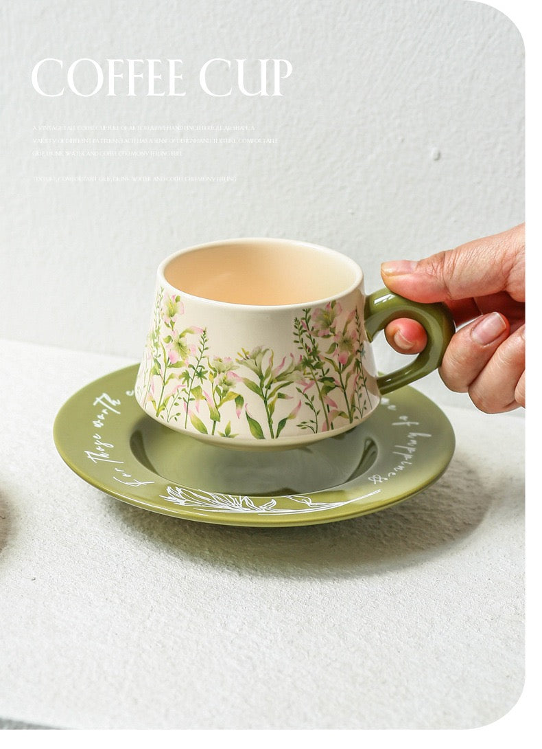 Floral Ceramic Cup & Saucer Set