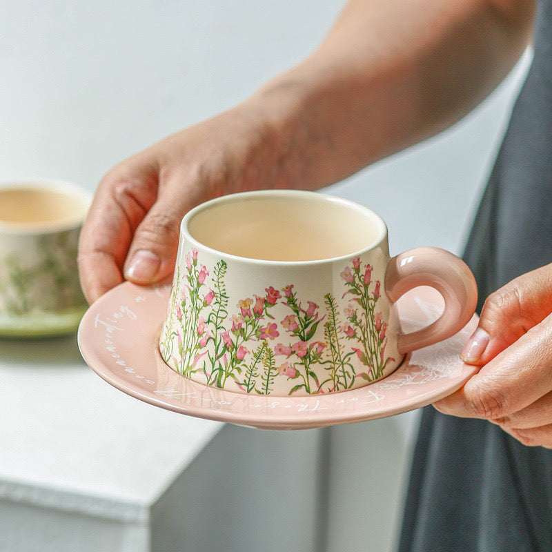 Floral Ceramic Cup & Saucer Set