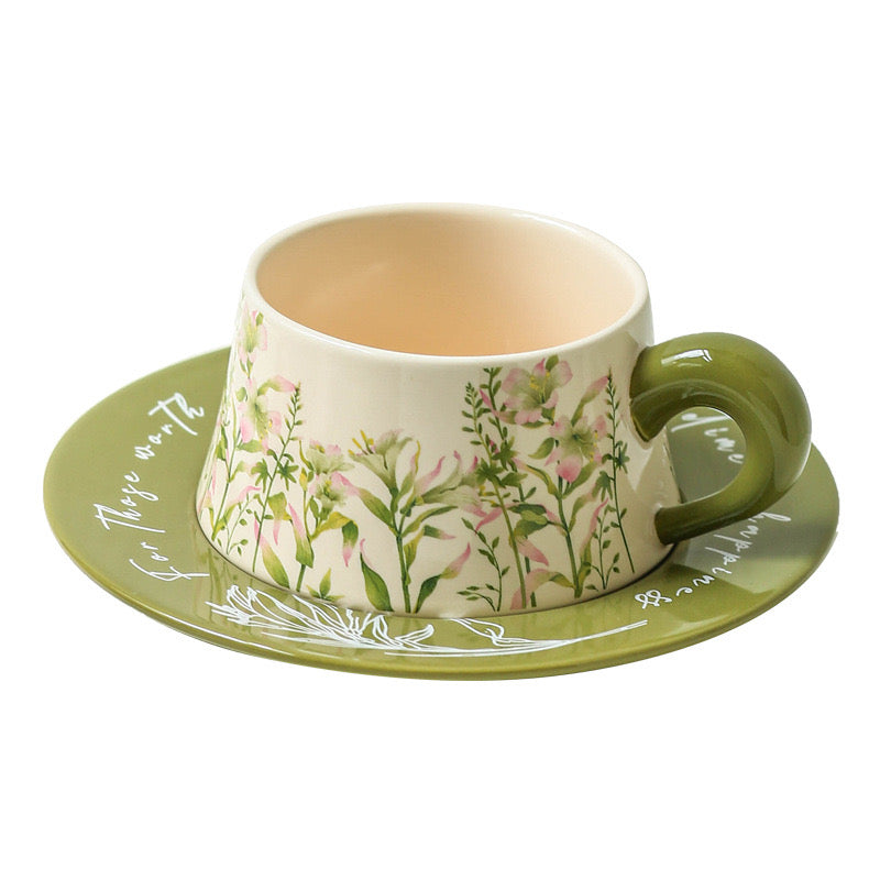 Floral Ceramic Cup & Saucer Set