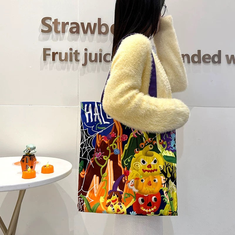 Halloween Large Canvas Tote Bag
