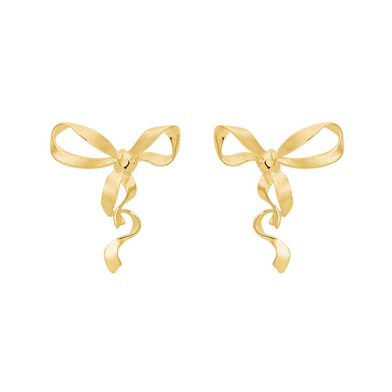 Bow Stud Earrings - Gold Plated Sterling Silver