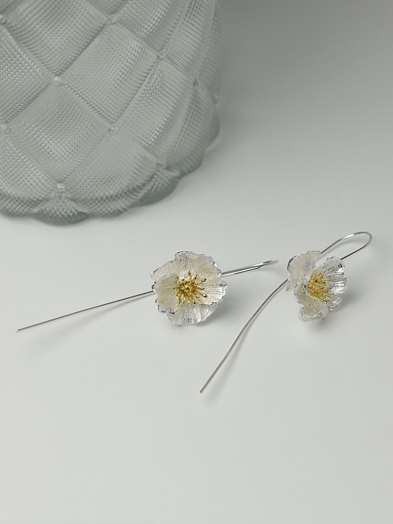 Poppy Drop Earrings - Sterling Silver