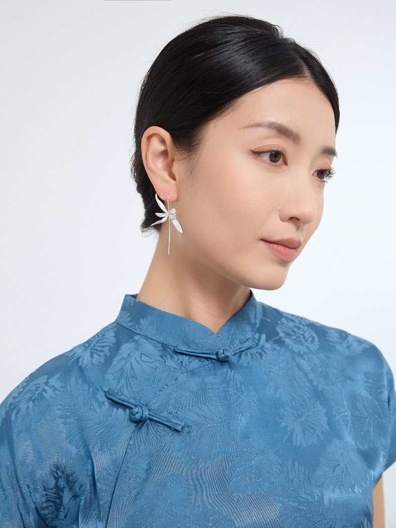 Orchid Drop Earrings - Sterling Silver