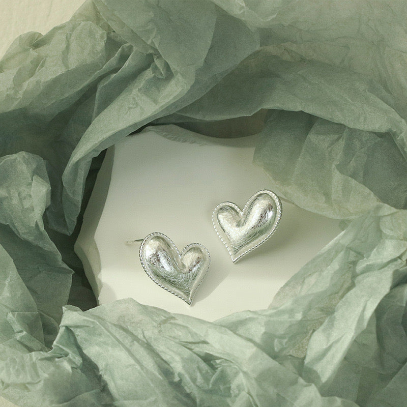 Freeform Heart Stud Earrings - Sterling Silver