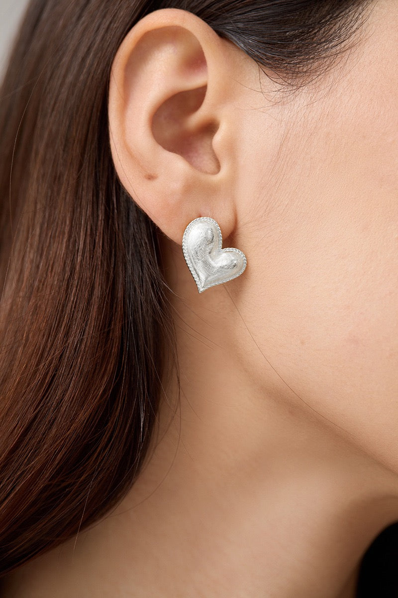Freeform Heart Stud Earrings - Sterling Silver