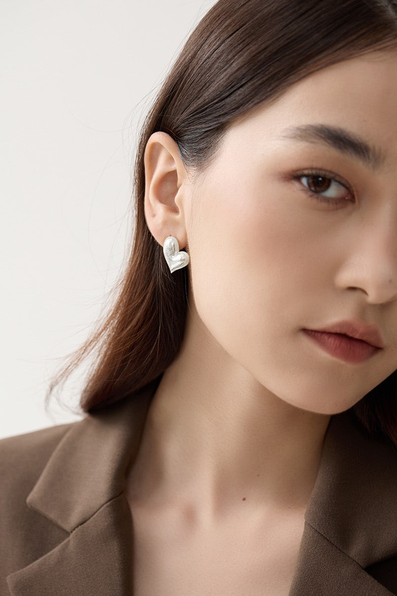 Freeform Heart Stud Earrings - Sterling Silver