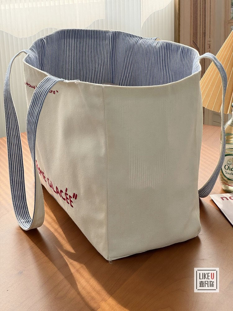 “CRÈME GLACÉE” Reversible Canvas Tote Bag