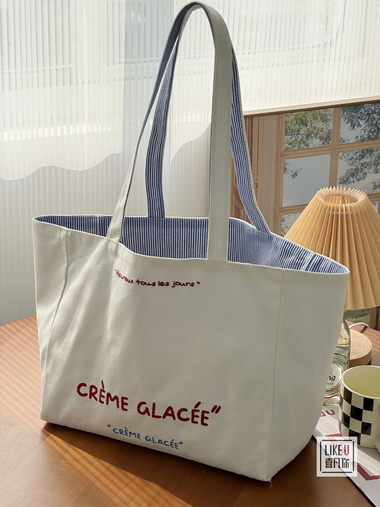 “CRÈME GLACÉE” Reversible Canvas Tote Bag