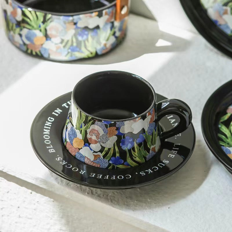 Vintage Floral Ceramic Cup & Saucer Set