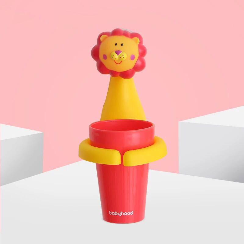 Kids Rinse Cup with Wall-Mounted Animal Holder