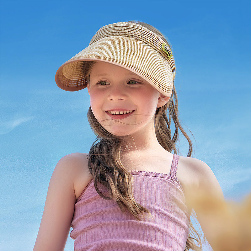 Kids Wide Brim Straw-Look Sun Visor Hat