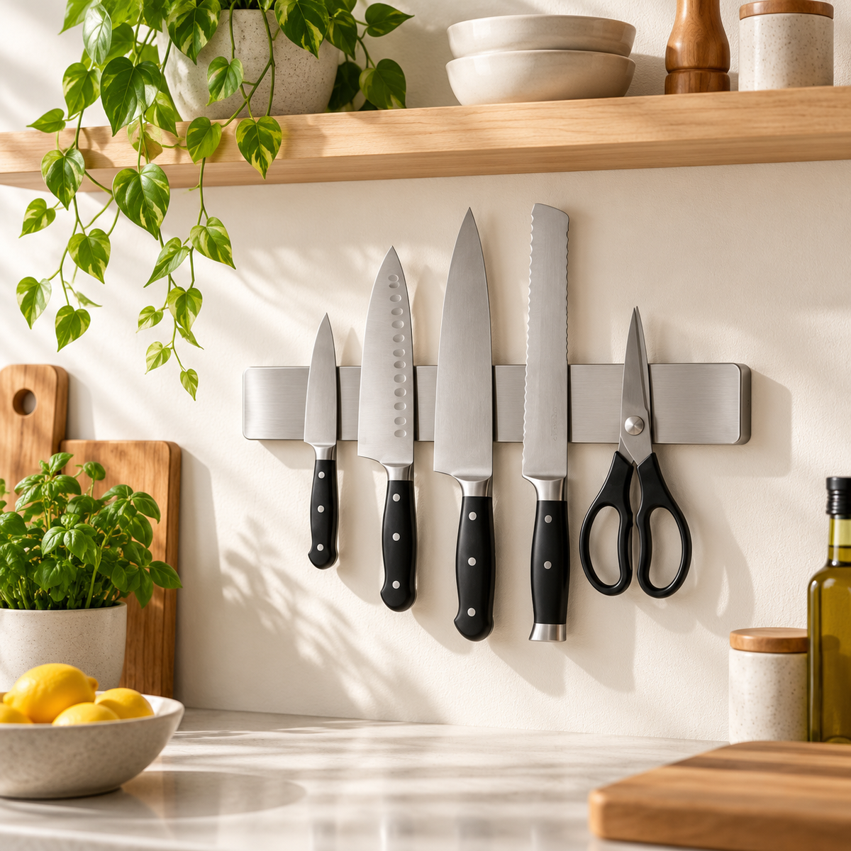 Magnetic Knife Holder - No-Drill Stainless Steel Strip