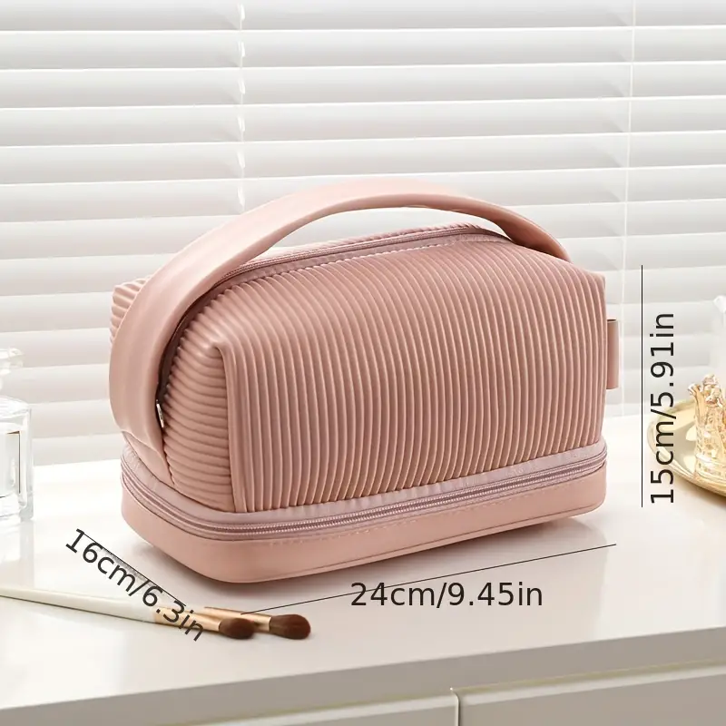Large Capacity Makeup Bag with Double Compartments
