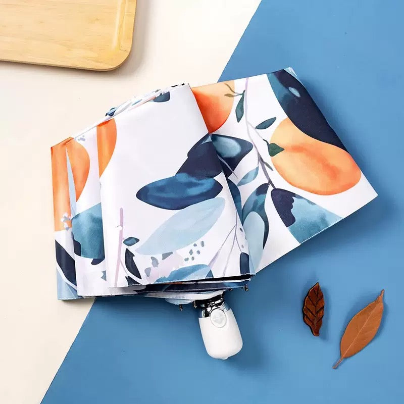 Floral Compact Umbrella - Automatic, UV Protection