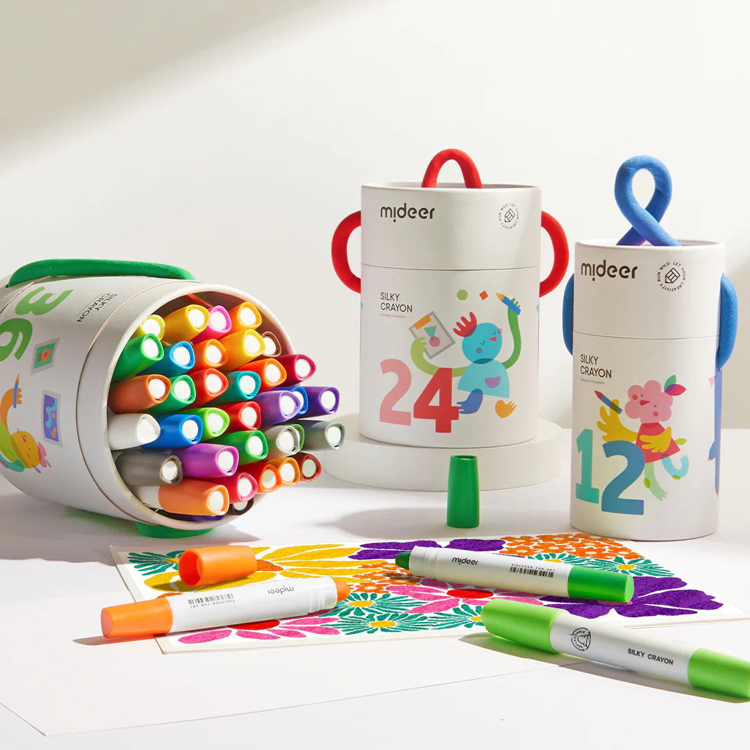 Silky Crayon Pens with Caps - New & Improved Version