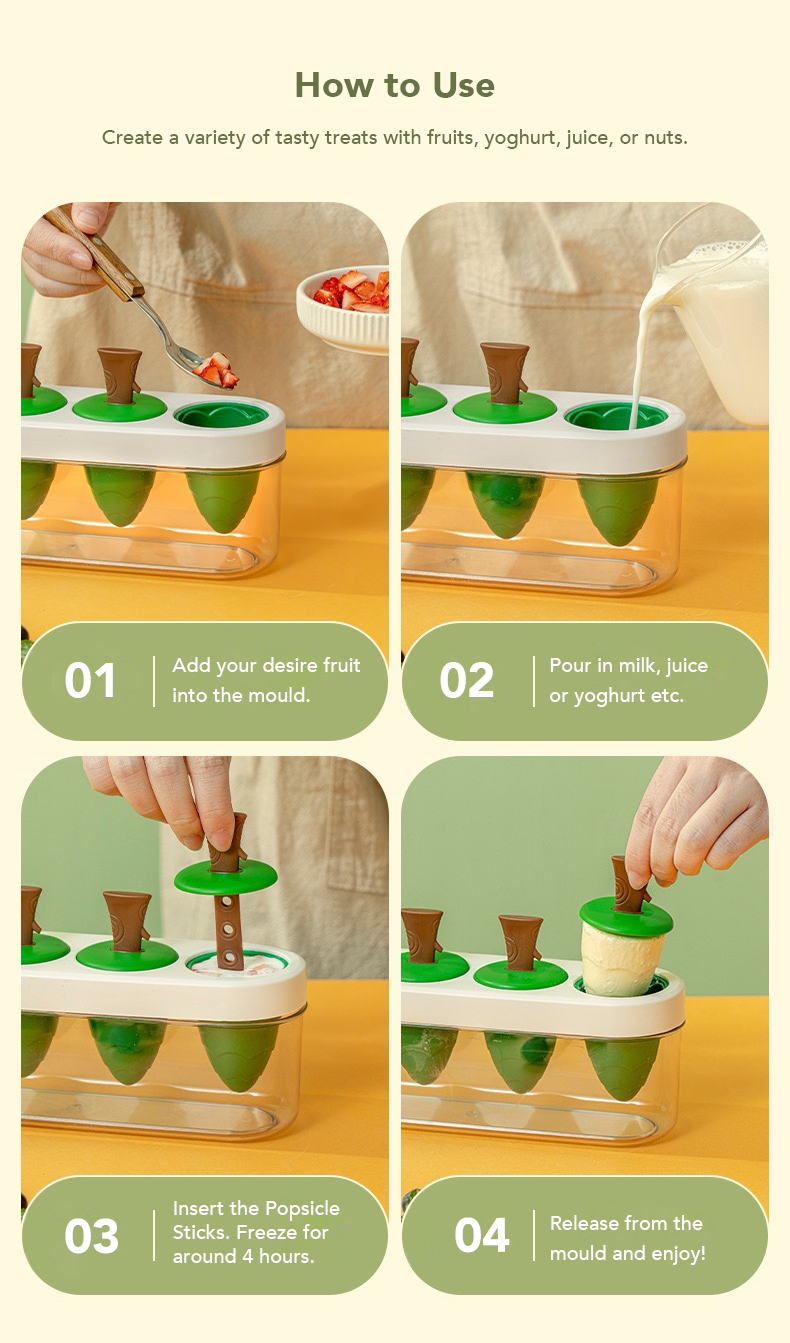 Silicone Ice Pop Mould with Container (4 Pops)