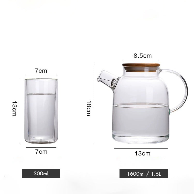 Borosilicate Glass Teapot Set – 1.6L with 4 Double-Wall Glasses