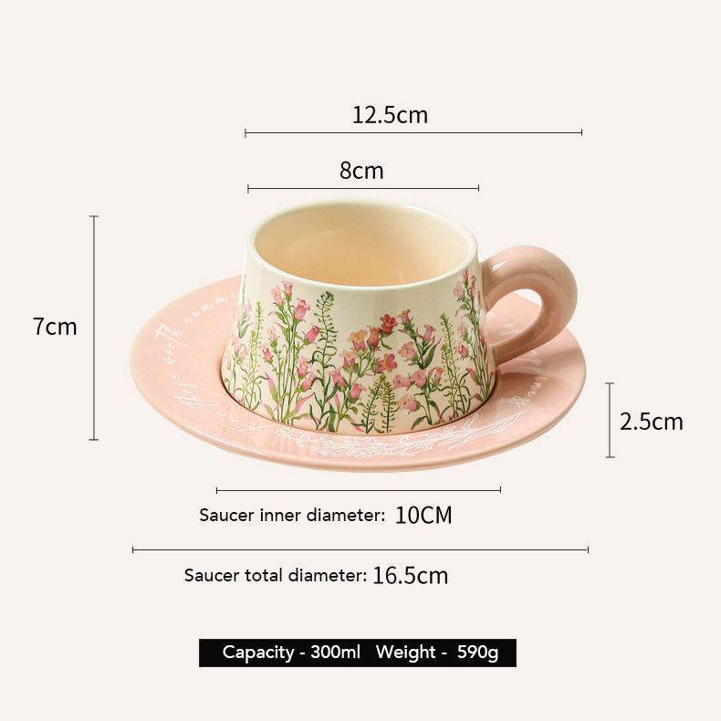 Floral Ceramic Cup & Saucer Set