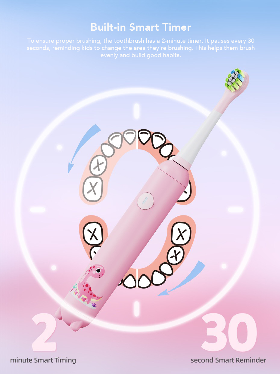 Kids Sonic Electric Toothbrush with Extra Brush Heads