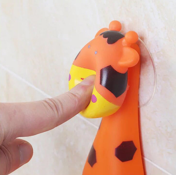 Kids Rinse Cup with Wall-Mounted Animal Holder