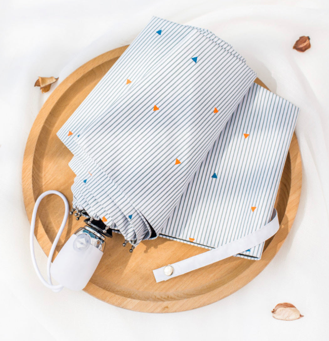 Minimal Stripes & Triangles Pattern Automatic Umbrella with UV Protection