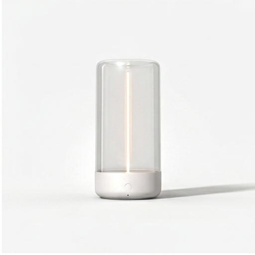 Minimal ambient table lamp in white with clear shade