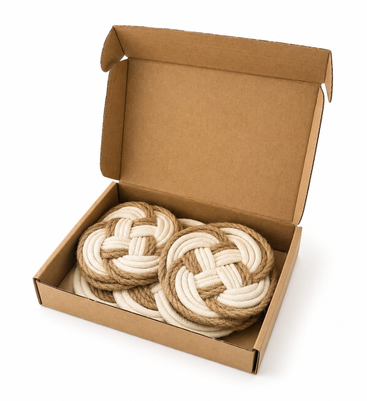 Natural Rope Table Set (1 Oval Mat + 2 Coasters)