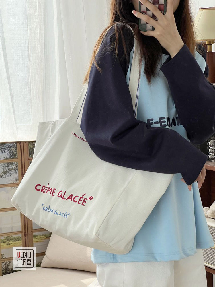 “CRÈME GLACÉE” Reversible Canvas Tote Bag