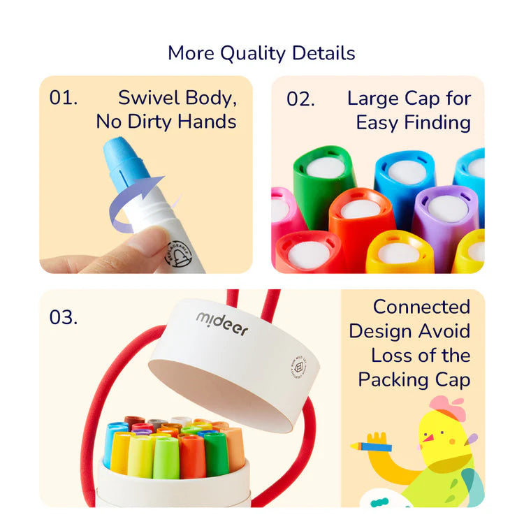 Silky Crayon Pens with Caps - New & Improved Version