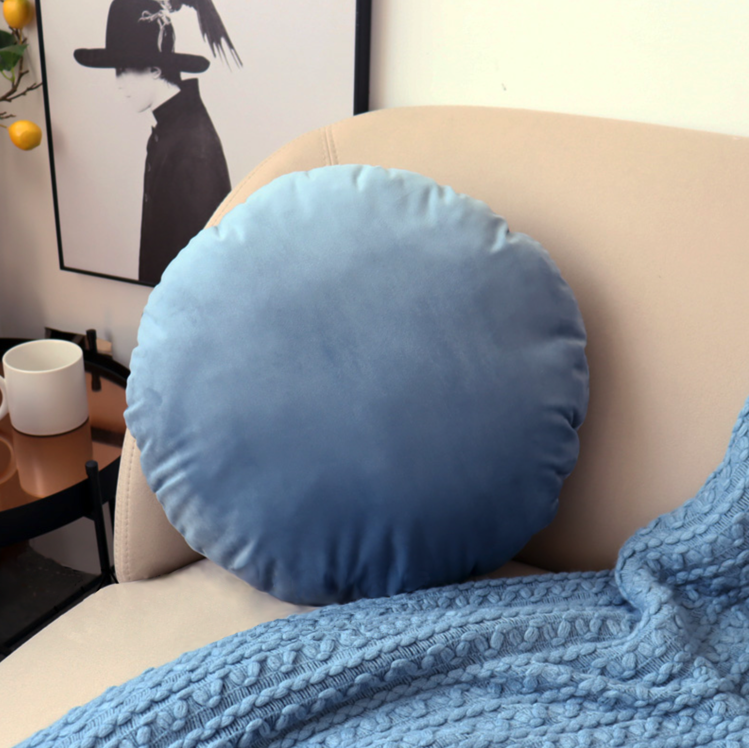 Velvet Round Cushion with Inner