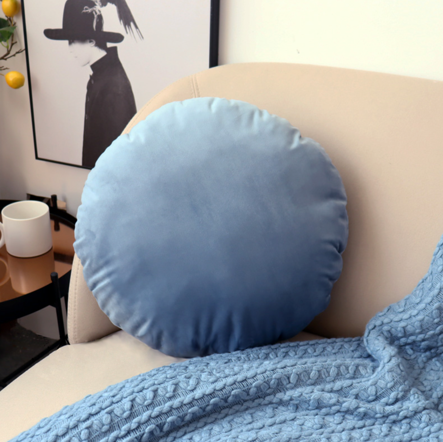 Velvet Round Cushion with Inner
