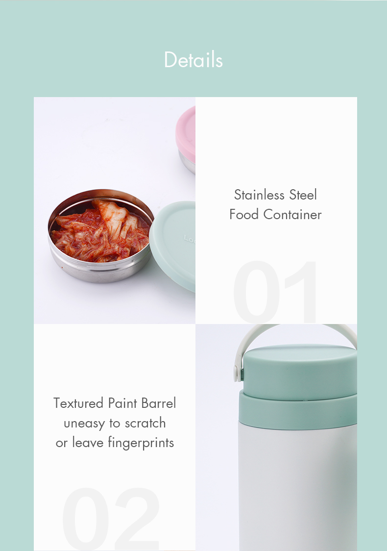 Thermal Handle Food Jar with Folding Spoon 500ml