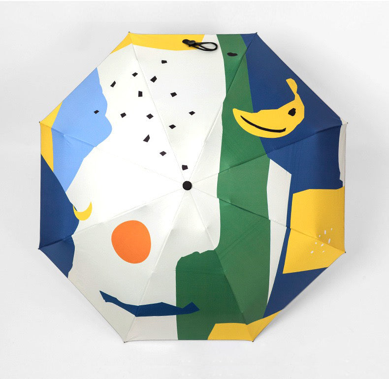 Floral Compact Umbrella - Automatic, UV Protection