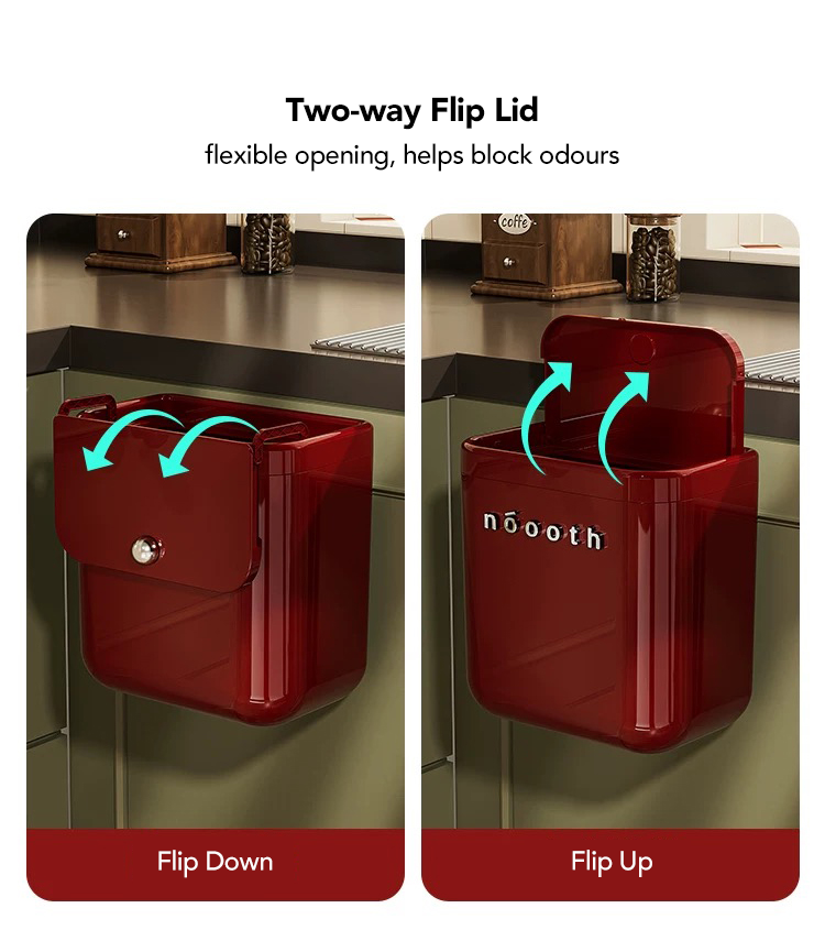 Retro Hanging Kitchen Trash Bin – 10L with Two-Way Flip Lid