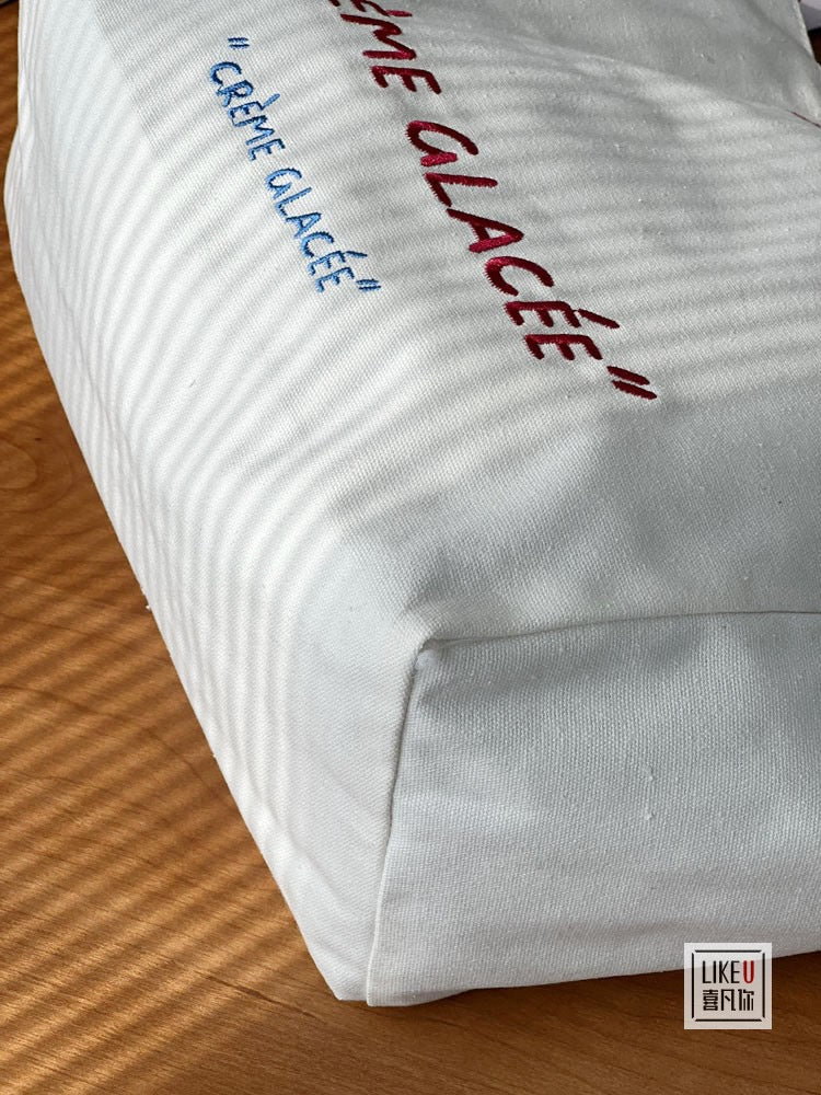 “CRÈME GLACÉE” Reversible Canvas Tote Bag