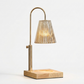 Pleated Glass Candle Warmer Lamp in Amber
