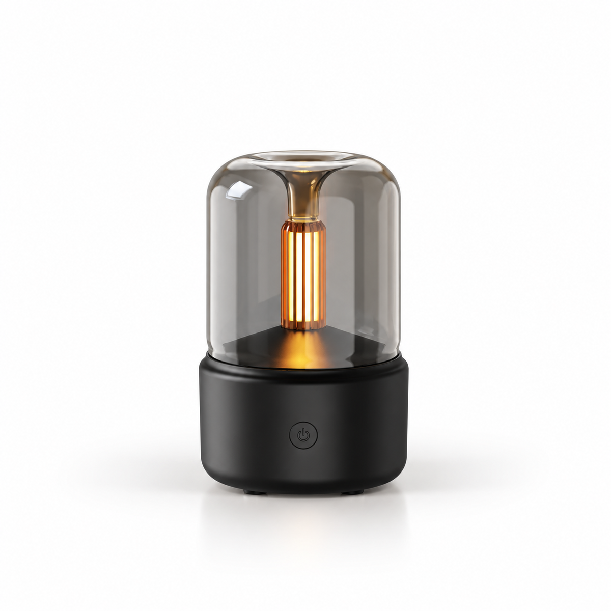 Black ultrasonic aroma diffuser with warm ambient light