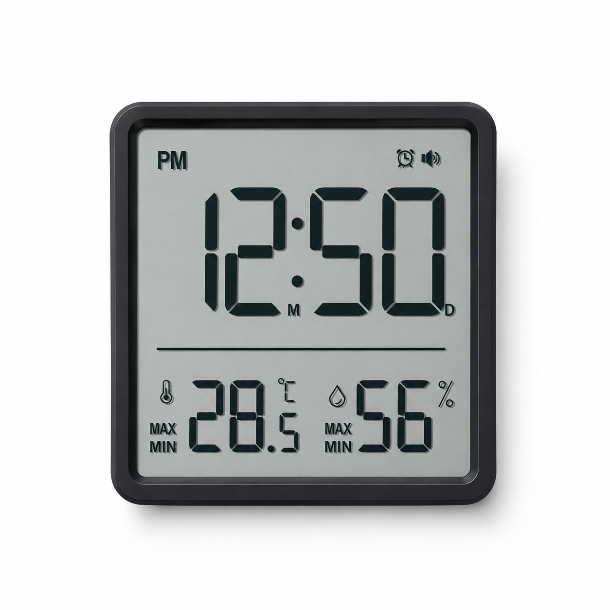 Large LCD Temperature &amp; Humidity Monitor with Clock (86mm)