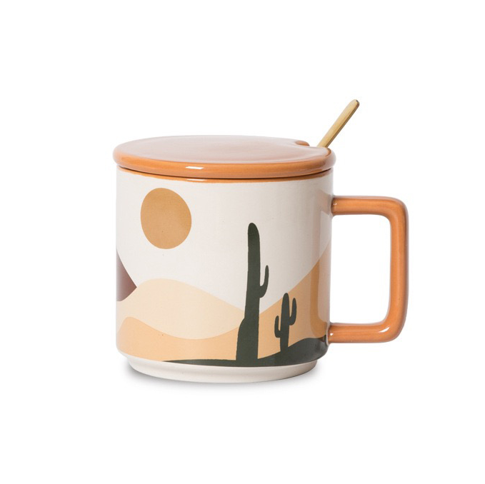 Oasis Ceramic Coffee Mug 450ml with Lid &amp; Spoon